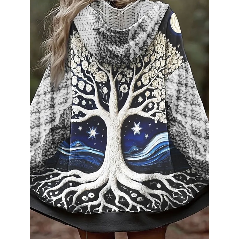 Women's Zip Up Hoodies Floral Graphic Geometric Punk Active Vintage Long Sleeve Hooded Regular Tops Home Dailywear Casual Blue Fall Winter3