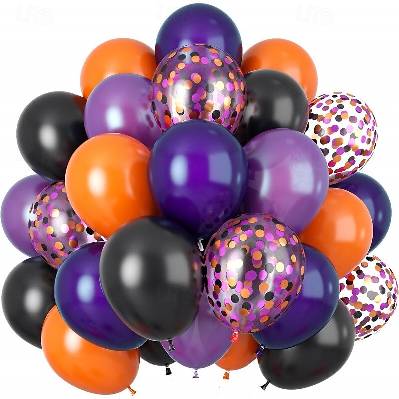30pcs Black White & Orange Confetti Latex Balloons  Perfect for Halloween Parties Anniversaries Graduations Indoor/Outdoor Decorations2