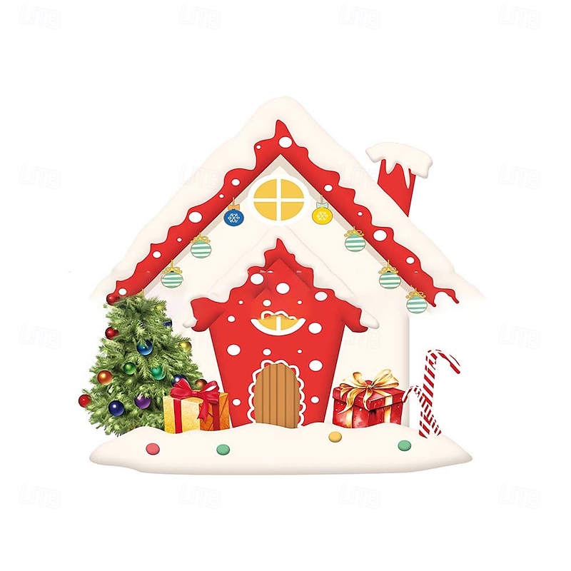 Christmas Gingerbread House Shaped Flag, Car Trunk Party Decoration, Outdoor Holiday Banner, Laser-Cut 100D Polyester3