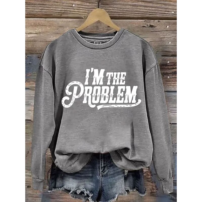 Women's Pullover Graphic Letter Warm Classic Casual Long Sleeve Crew Neck Regular Tops Home Street Dailywear Print Black Blue Green Gray Spring Fall Winter2