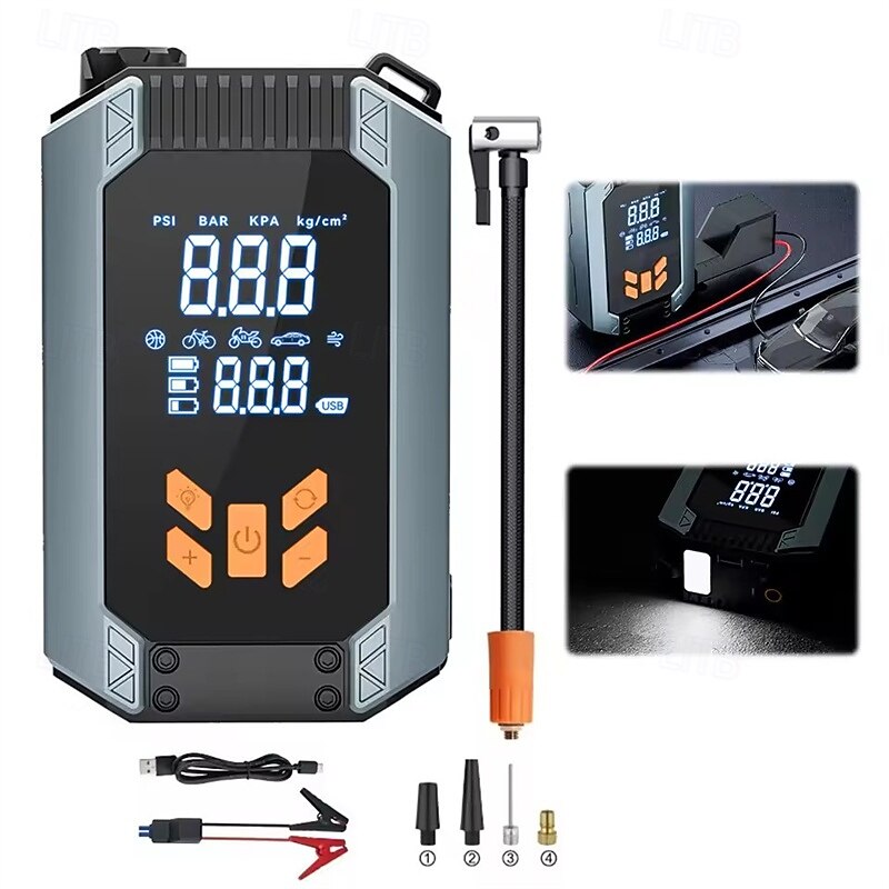 Tire Inflator Car Battery Jump Starter Portable Air Compressor Electric Air Pump for Cars SUVs & Trucks