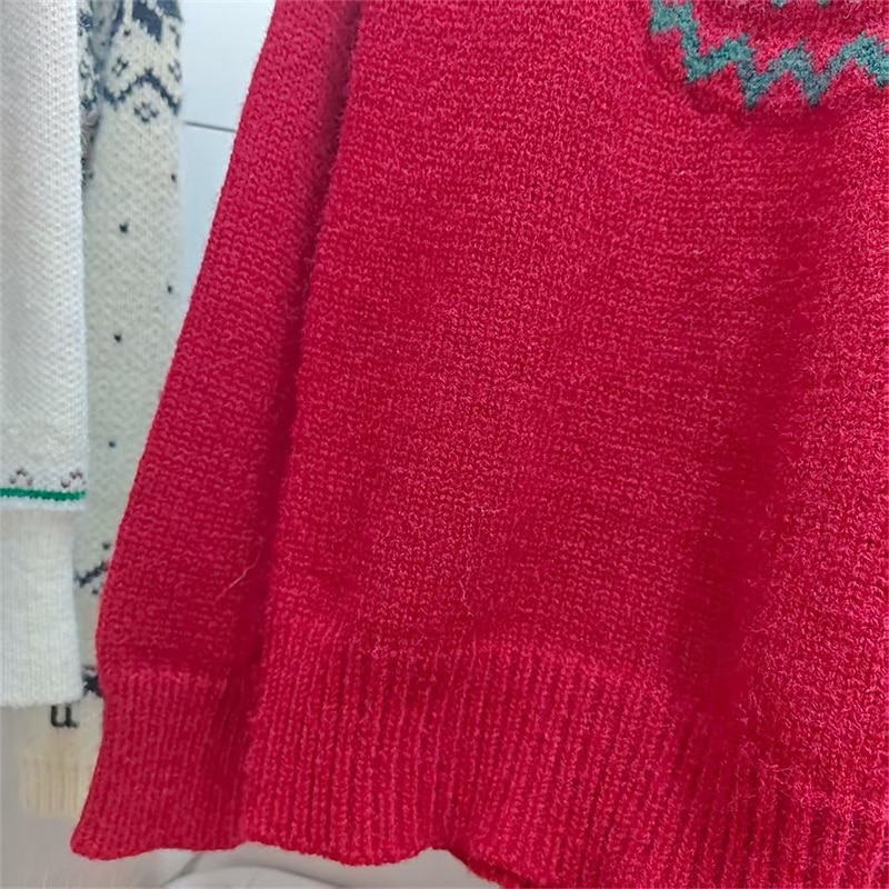 Women's Christmas Sweater Fair Isle Sweater Fashion Casual Snowflakes Ribbed Crew Neck Knitted Long Sleeve Regular Tops Knit Outdoor Daily Weekend Red Fall Winter4