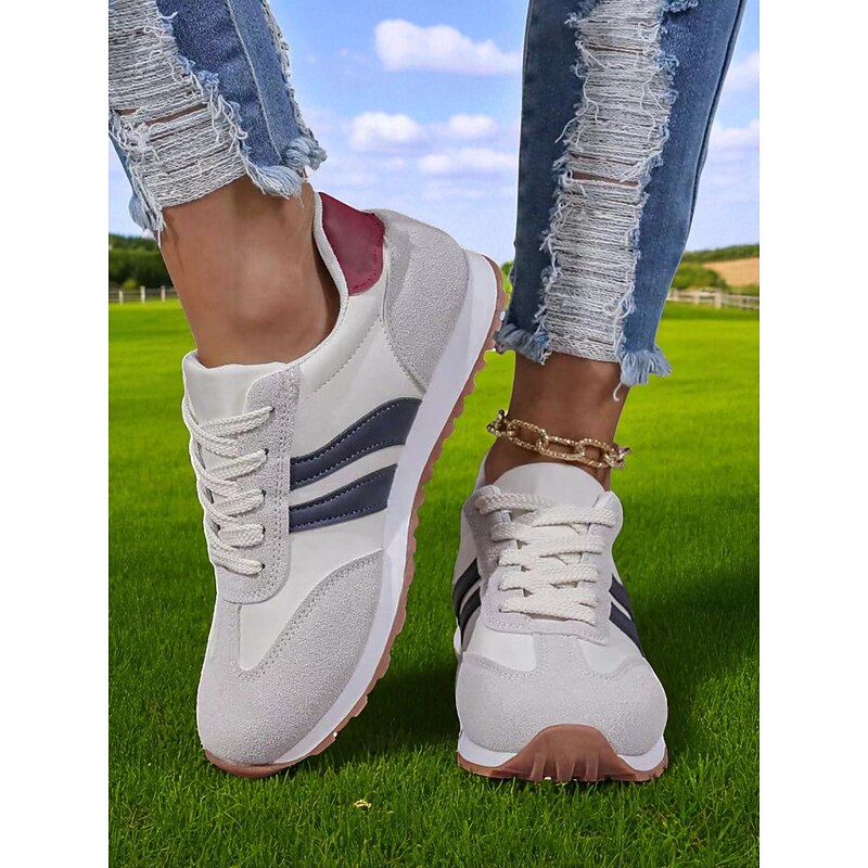 Women's Burgundy Casual Sneakers with Faux Suede Panels, Lace-Up Walking Shoes for Everyday Wear3