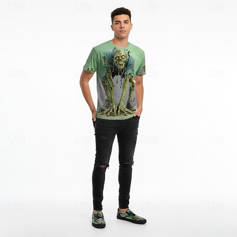 Men's Zombie Print Slip-On Sneakers Horror Graphic Casual Shoes for Halloween Parties, Cosplay Events and Streetwear Style3