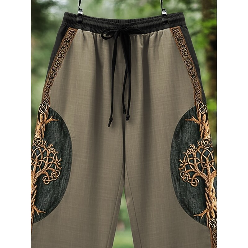 Men's 3D Print Trousers Casual Pants Drawstring Pocket Elastic Waist Tree Comfort Outdoor Daily Vintage Casual Army Green Micro-elastic2