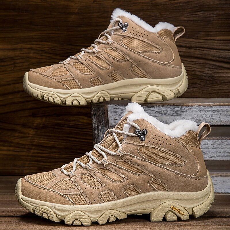 Men's Waterproof High-Top Winter Hiking Boots with Fur Lining, Durable Anti-Slip Sole, Outdoor Trekking Shoes for Cold Weather2