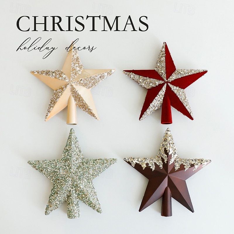 Christmas Star Tree Topper, Shaped Star Ornament for Xmas Tree, Holiday Scene Decoration, Festive Tree Top Star Hanging, Home and Party Decor3
