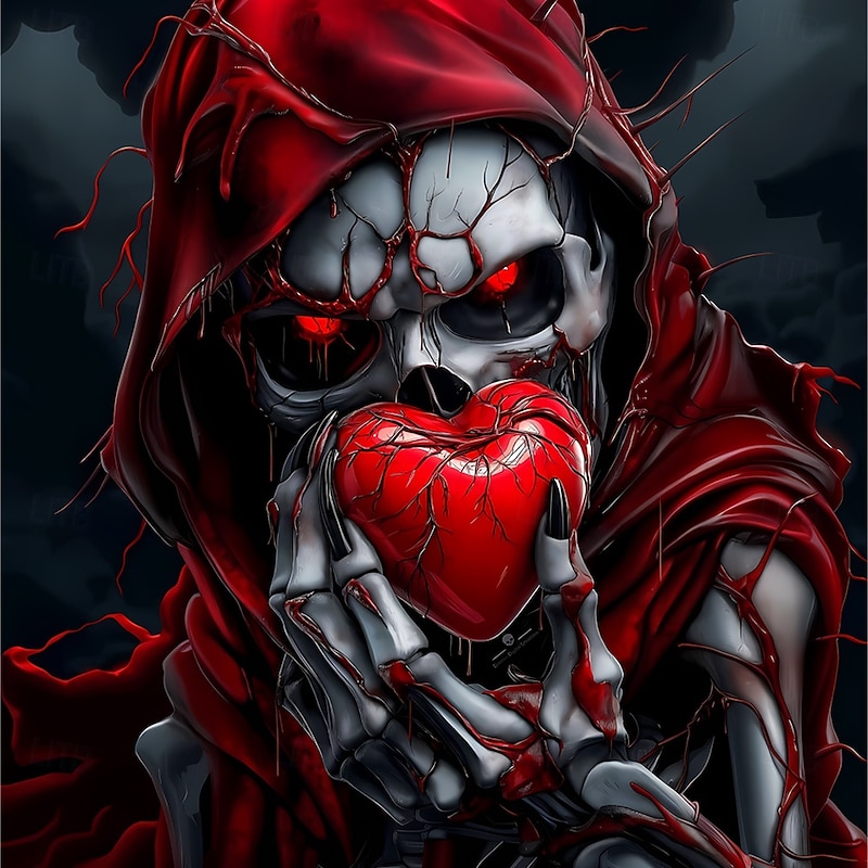 Halloween Men's Heart Skull Grim Reaper Shirt Button Up Shirt Long Sleeve Dark Punk Gothic Style Outdoor Holiday Summer Spring Turndown 3D Print Collared Shirts Red Blue Green4