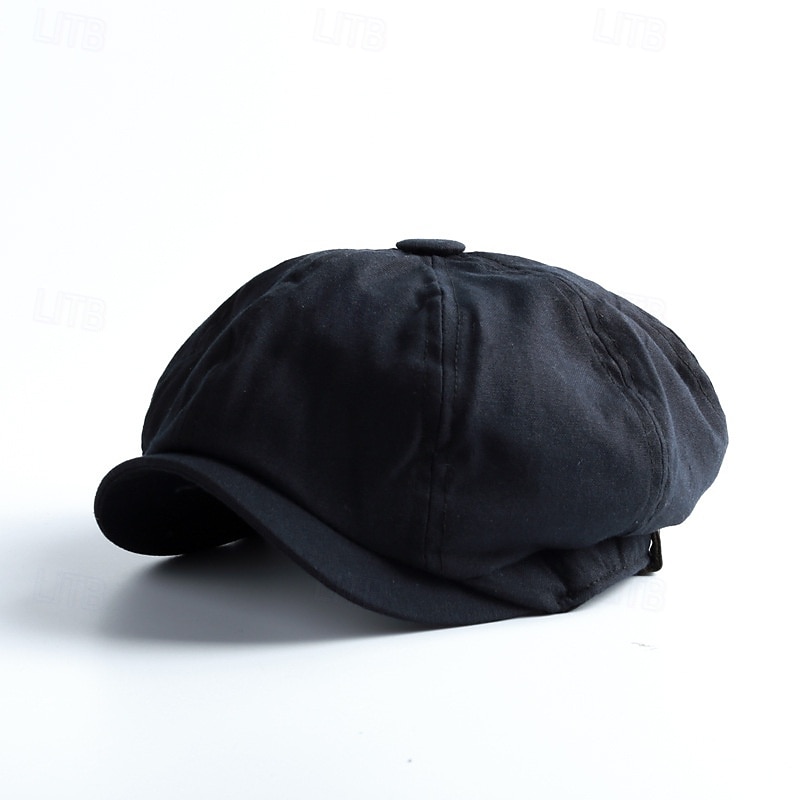 Men's Flat Cap Ascot Hat Newsboy Hat Black Coffee Cotton Fashion Casual Street Daily Plain Adjustable Sunscreen Breathable4