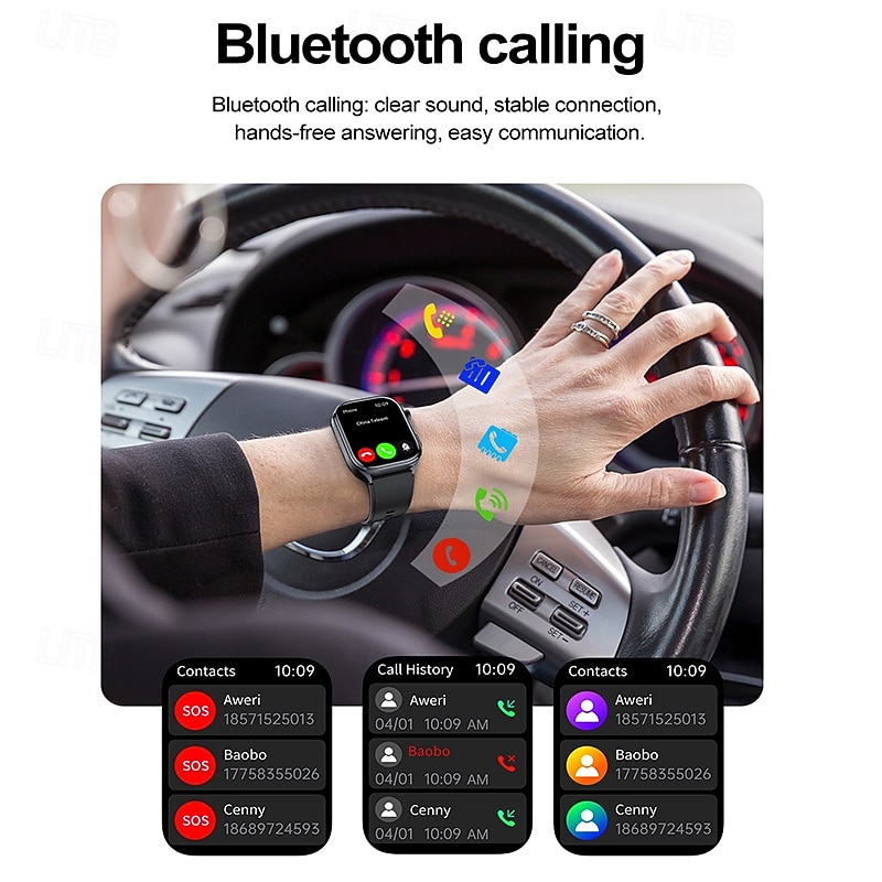 iMosi ET572 Smart Watch 2 inch Smartwatch Fitness Running Watch Bluetooth ECG+PPG Temperature Monitoring Pedometer Compatible with Android iOS Women Men Long Standby Hands-Free Calls Waterproof IP683