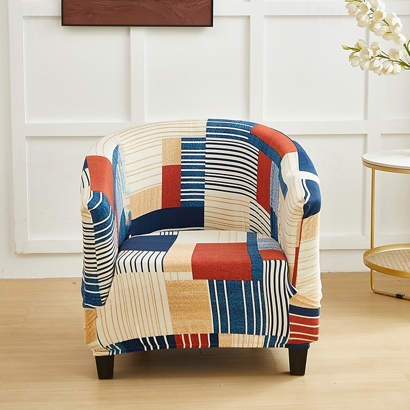 Polar Fleece Club Chair Cover, Pet-Friendly Stretch Tub Armchair Slipcover, Single Sofa Couch Cover for Pets, Washable Furniture Protector for Living Room