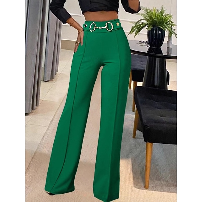 Women's Wide Leg Chinos Vacation Vintage Fashion Full Length High Waist Plain Elastic Waistband Comfy Soft Comfortable Stretchy Outdoor Street Black Red Green Summer Spring Loose Fit2