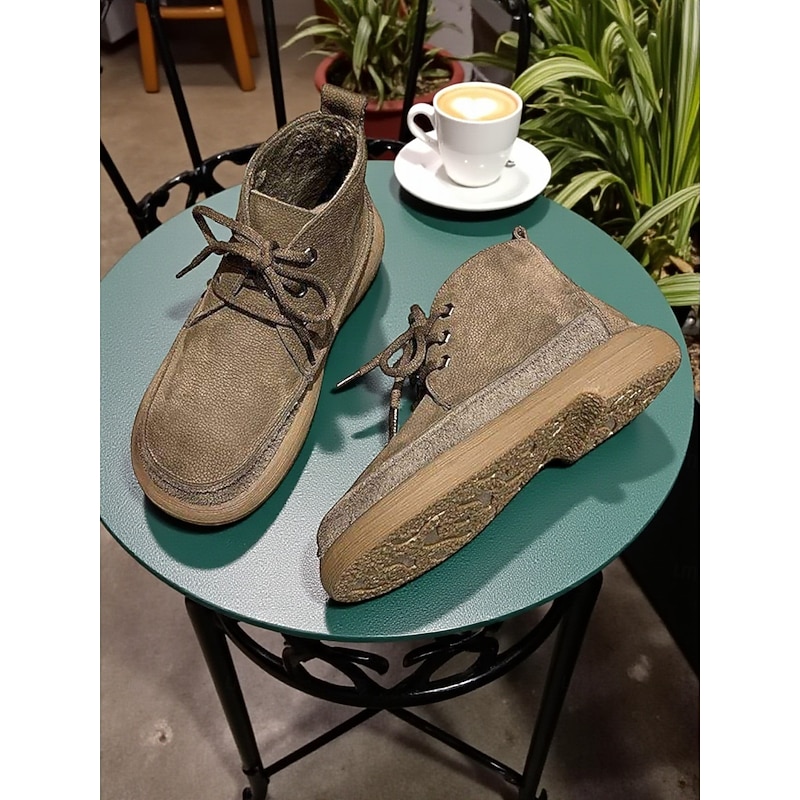 Women's Warm Fleece Lined Suede Ankle Boots - Cozy Lace-Up Winter Casual Shoes for Outdoor and Everyday Wear2