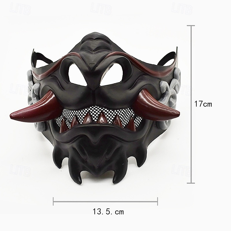 Samurai Demon Halloween Mask Japanese Oni Mask Horror Scary Horror Scary Costume Half Face Adults' Unisex Halloween Carnival Performance Party Easy Halloween Costumes Dress Up2