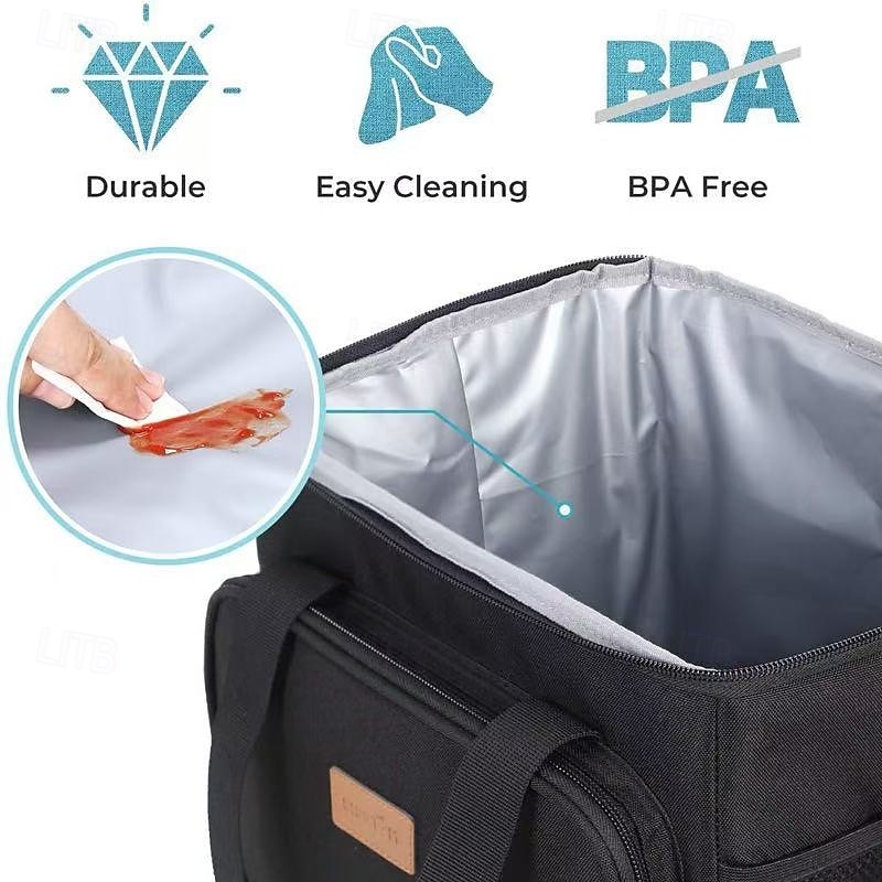 Insulated Lunch Box Cooler Bag with Adjustable Shoulder Strap – Multi-Compartment, Leakproof Oxford Fabric, Keeps Food Hot/Cold for Hours, Ideal for Office, Picnic, Hiking, Beach, Men & Women, Stylish Durable Outdoor Lunch Backpack3