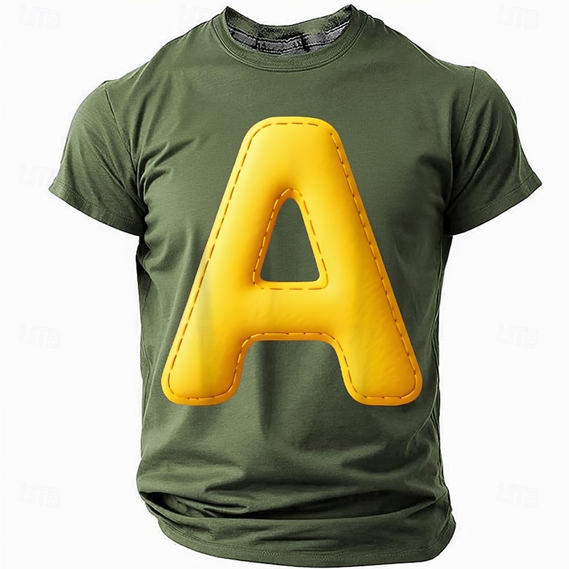 Men's Letter 3D T Shirt Short Sleeve T shirt 3D Print Crew Neck Shirt Fashion Daily Street Daily Black Red Blue Summer Spring Clothing Apparel S M L XL XXL XXXL3