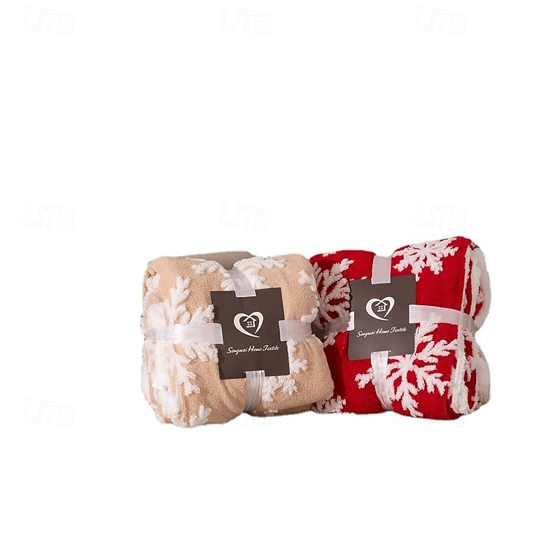 Autumn Winter Double-Layer Thick Soft Cotton Blanket, Christmas Sherpa Fleece Throw, Snowflake Design Bedspread and Tatami Cover4