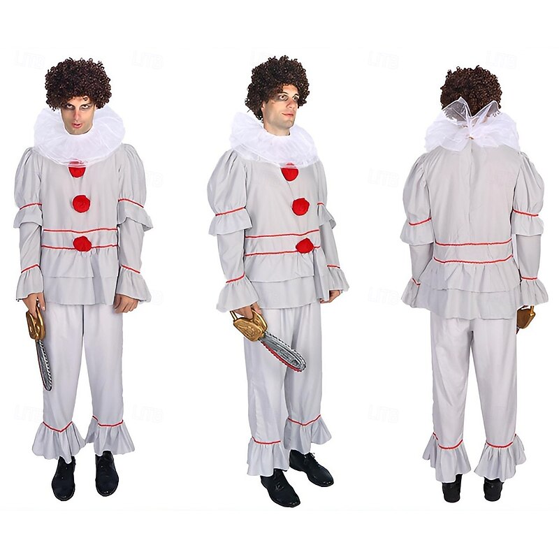Clown Pennywise Halloween Fancy Costume Jumpsuit Halloween Group Family Costumes It Horror Scary Costume Kid's Adults' Men's Boys' Halloween Carnival Performance Party Easy Halloween Costumes Dress Up2