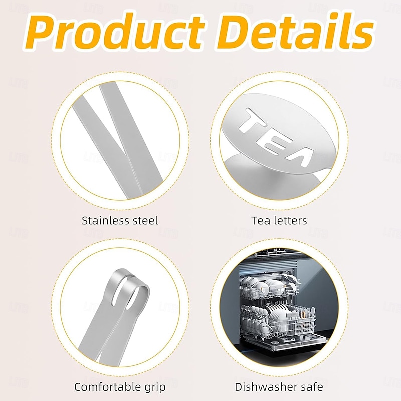 Stainless Steel Tea Bag Squeezer Tea Bag Holder Strainer Clip Tea Bag Spoon Tea Bag Tongs for Loose Tea Gripping Ice Cubes and Loosing Leaf4