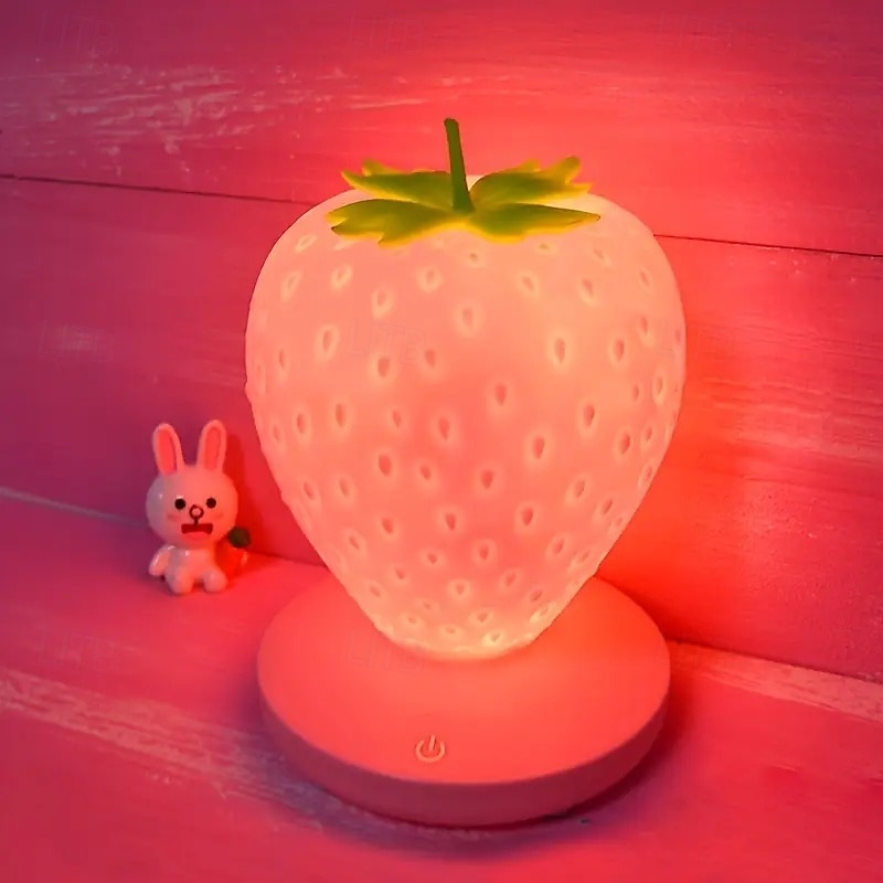Strawberry Night Light Bedside USB Charging Decorative Silicone Lamp Children's Eye-Protecting Ambient Light Gift