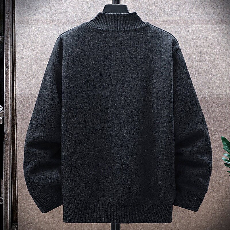Men's Pullover Sweater Jumper Quarter Zip Sweaters Knit Sweater Ribbed Knit Regular Tops Knitted Plain Half Zip Fashion Casual Vacation Daily Wear Clothing Apparel Fall Winter Black Blue S M L4