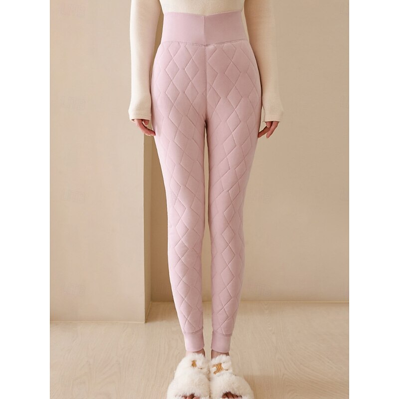 Women's Fleece Pants Leggings Fashion Streetwear Basic Full Length High Waist Plain High Cut Comfy Soft Comfortable Stretchy Home Daily Black Pink Purple Gray Spring Fall Winter Slim Fit4