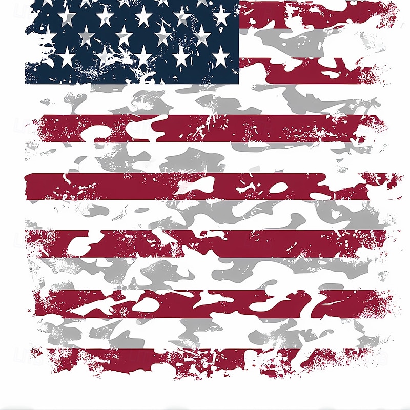 American Independence Day Men's American US Flag Polo Long Sleeve Polo Shirts Lapel Casual Outdoor Street Daily Wear 3D Print Buttons Spring Fall Winter Blue3