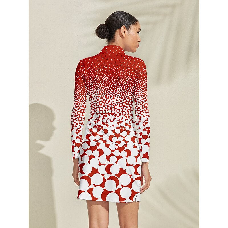 Women's Golf Polo Shirt Red Long Sleeve Top Ladies Golf Attire Clothes Outfits Wear Apparel2