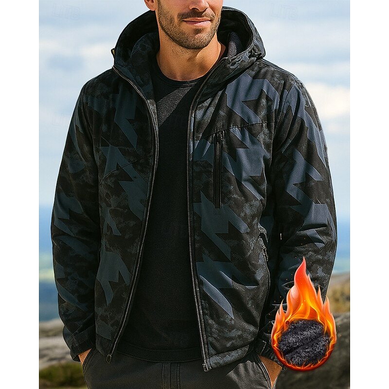 Men's Windbreaker Softshell Jacket Hiking Jacket Outdoor Thermal Warm Hiking Outfits Hiking Clothes Winter Autumn / Fall Top Fishing Camping / Hiking / Caving Running Camo Blue Green