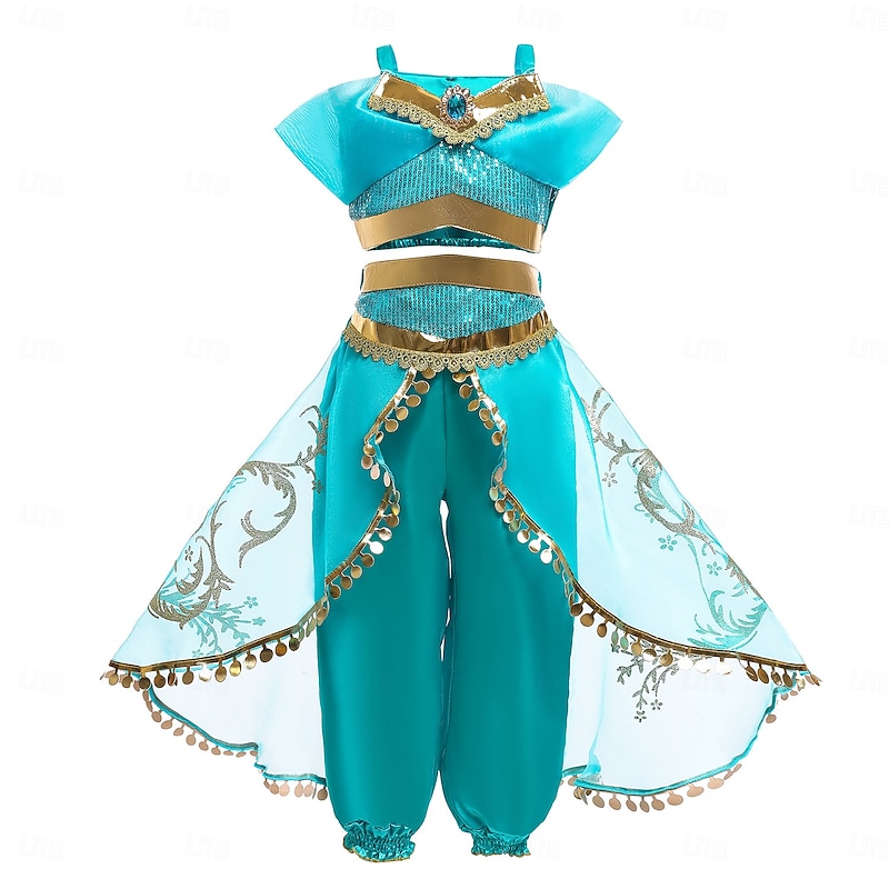 Aladdin and the Magic Lamp Fairytale Princess Jasmine Theme Party Costume Dance Costumes Girls' Movie Cosplay Halloween Carnival Masquerade World Book Day Costumes2