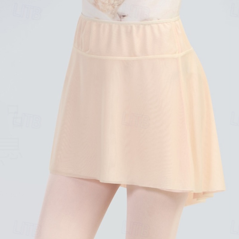 Ballet Skirts Pure Color Splicing Women's Performance Training Sleeveless High Polyester