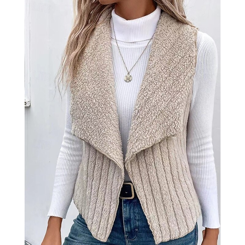 Women's Vest Warm Comfortable Zipper Casual Plain Vacation Street Casual Daily Wear Regular Turndown Regular Fit Sleeveless Outerwear Black White Blue Fall Winter4