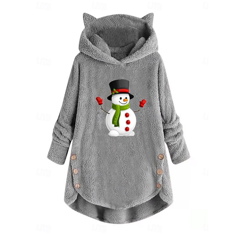 Women's Pullover Hoodie Sweatshirt Snowflake Casual Long Sleeve Hooded Crop Tops Street Dailywear Casual Pocket Print Black Pink Wine Gray Fall Winter2