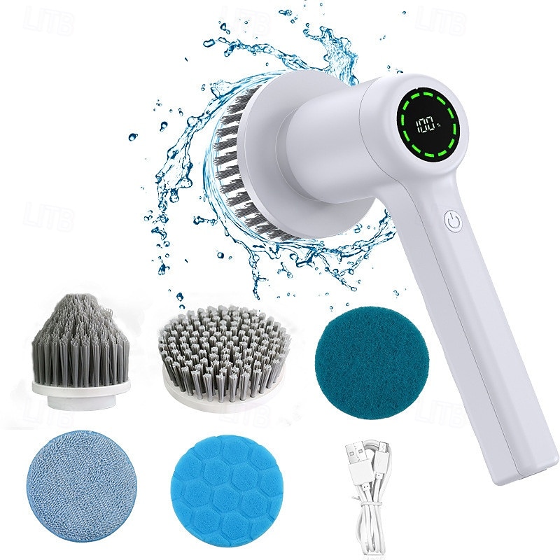 Electric Cleaning Brush 5 In 1 Electric Spin Cleaning Scrubber USB Rechargeable Electric Rotary Scrubber Household Appliances