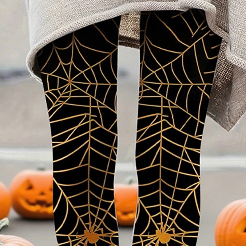 Women's Leggings Cozy Leggings Vacation Basic Casual Full Length High WaistPantsHalloween Graphic Printing Thermal Warm Comfortable Stretchy Vacation Casual Daily Black Fall Winter Slim Fit2