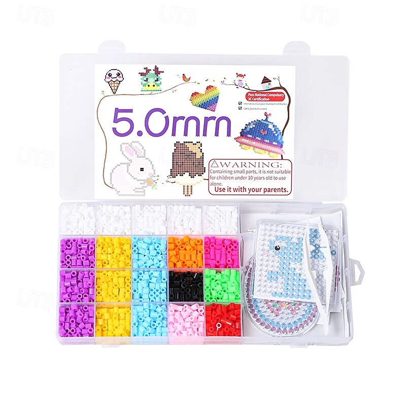 2000 5mm Fuse Beads Kit - 20 Colors,  Home School Arts and Crafts Supplies for Kids, Toys Set, Art Decorations for Room, Gifts for Girls and Boys Age 5+2