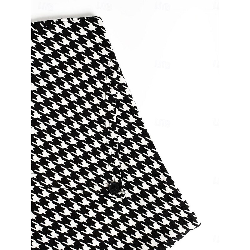 Women's Skirt Bodycon Fashion Casual Mini High Waist Skirts Houndstooth Print Micro-elastic Street Daily Black Spring Polyester4