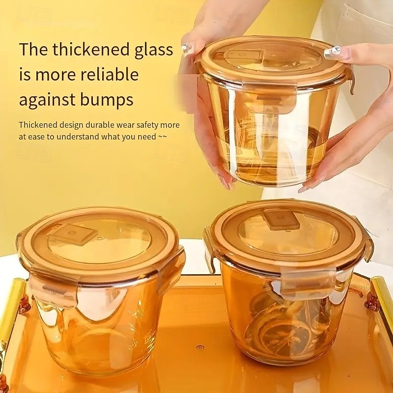 Multifunction Microwave Safe Glass Lunch Box with Lid – Perfect for Office Employees, Keeps Food Fresh and Warm, Ideal for Soup, Fruit, and More4