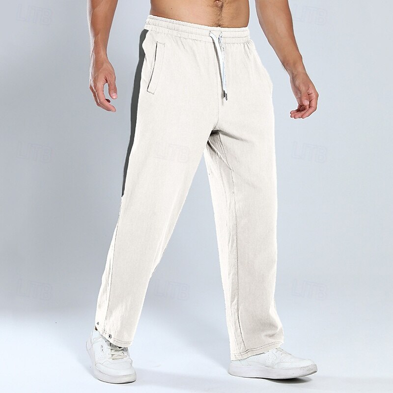 Men's Trousers Summer Pants Beach Pants Drawstring Pocket Elastic Waist Color Block Comfort Breathable Vacation Daily Holiday Hawaiian Boho Black White4