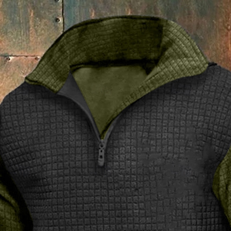 Men's Sweatshirt Black Navy Blue Brown Khaki Standing Collar Color Block Patchwork Color Block Sports & Outdoor Daily Holiday Streetwear Basic Casual Fall Spring &  Fall Clothing Apparel Hoodies2