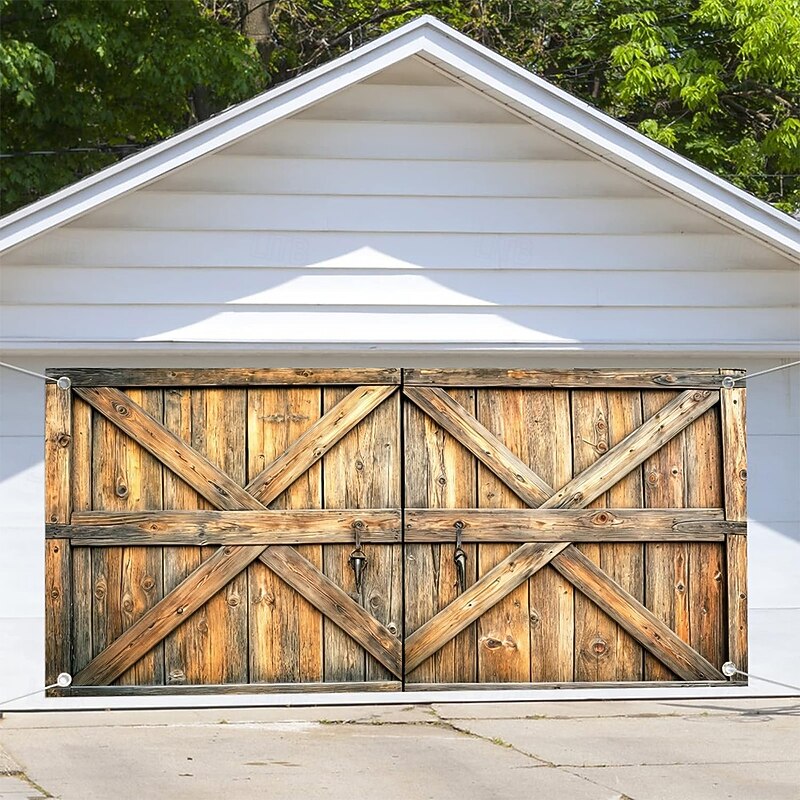 Garage Door Cover Large Hanging Backdrop Farm Barn Rustic Cottagecore 3D Party Outdoor Shooting Backgrounds Front Door Home Decor