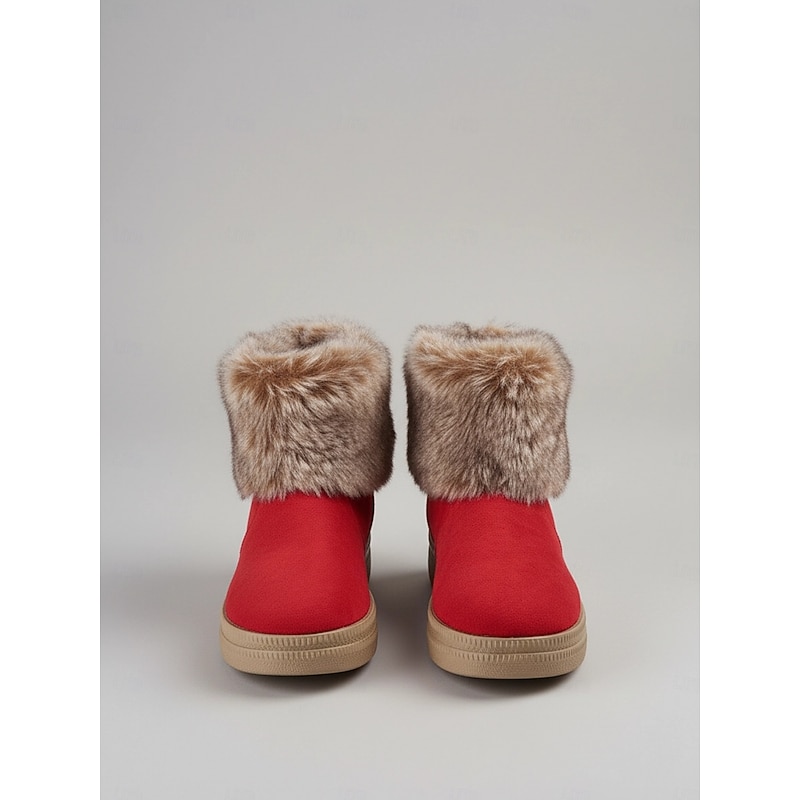 Women's Faux Fur-Lined Winter Ankle Boots with Suede Upper – Cozy Warm Footwear for Cold Weather3