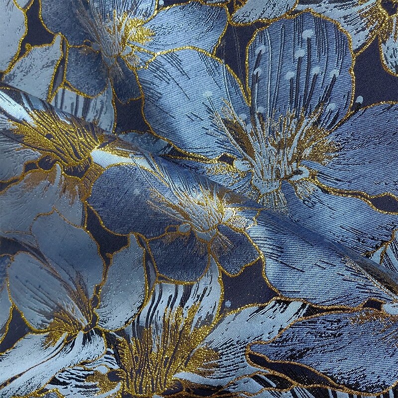 Jacquard Brocade Floral Mother of the Bride A-Line Evening Gown Elegant Dress Formal Wedding Guest Floor Length Short Sleeve V Neck Pocket Nylon with Slit Pocket4