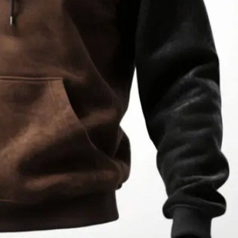 Men's Hoodie Pullover Hoodie Sweatshirt Brown Hooded Plain Patchwork Color Block Sports & Outdoor Casual Daily Streetwear Cool Sportswear Spring &  Fall Clothing Apparel Hoodies Sweatshirts3