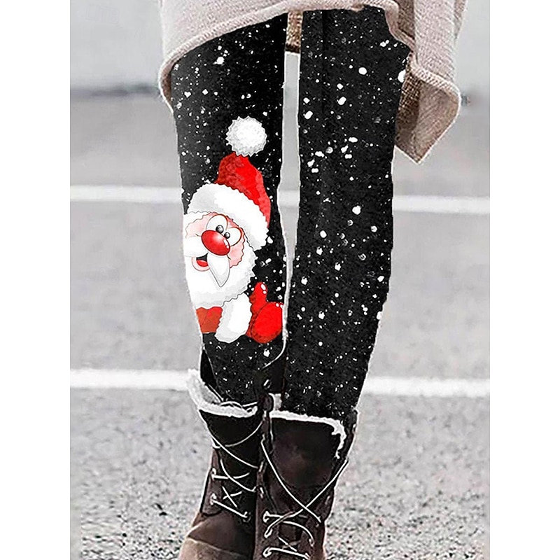 Women's Leggings Vacation Vintage Fashion Full Length High WaistPantsUgly Christmas Graphic Christmas Printing Thermal Warm Soft Breathable Stretchy Formal Outdoor Vacation Black Summer Spring Fall