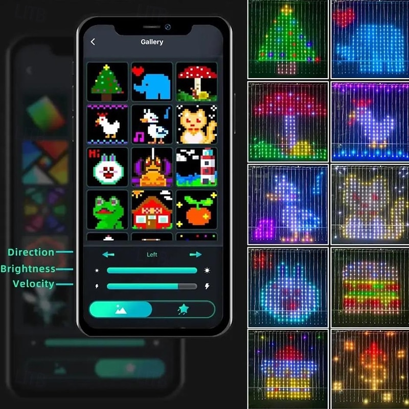 Smart Curtain Lights LED, Color Changing LED Curtain Lights, Dynamic DIY Fairy String Light Curtains for Bedroom Backdrop Party Indoor Outdoor Decor (APP, Remote Control)4