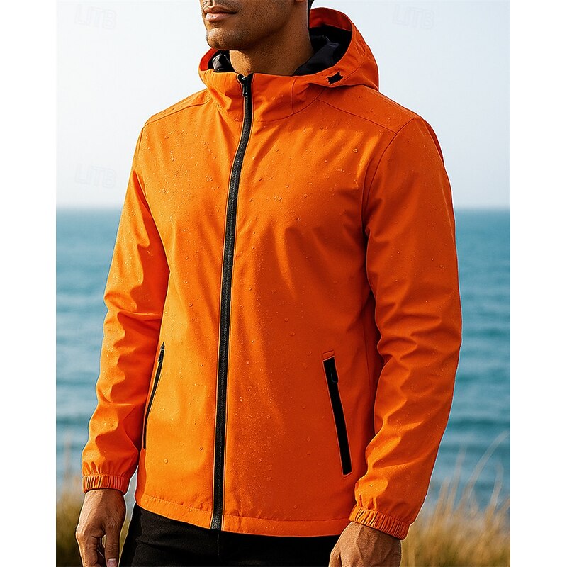 Men's Windbreaker Softshell Jacket Hiking Jacket Outdoor Waterproof Windproof Hiking Outfits Hiking Clothes Autumn / Fall Top Camping / Hiking / Caving Running Solid Color Black Red Blue3