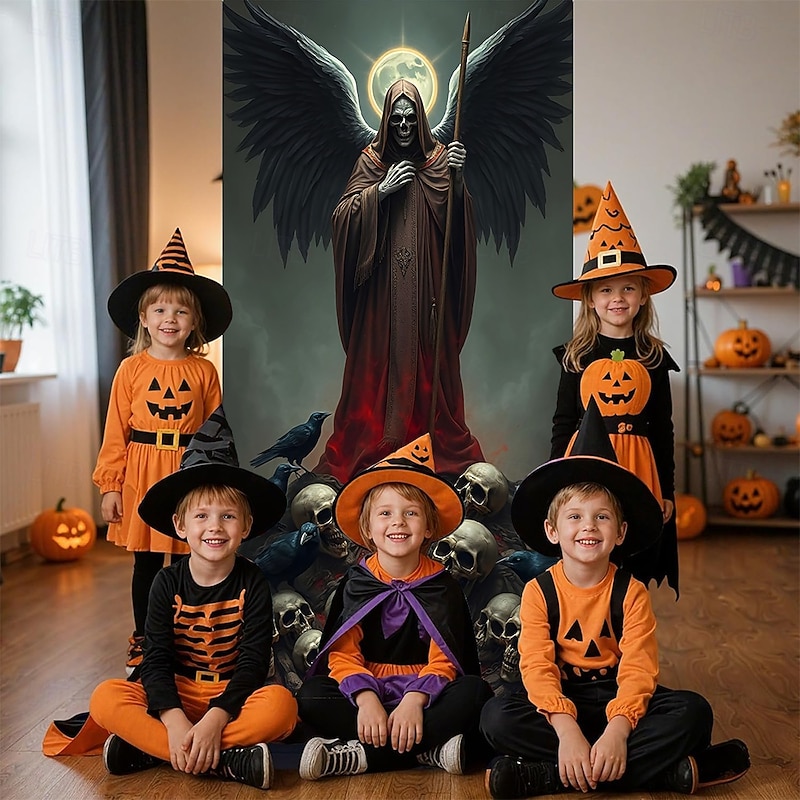 Halloween Posters Door Cover Outdoor Banners Grim Reaper 3D Dark Punk Gothic Style Party Dorm Teens Room College Dorm Guys Man Cave Frat Bedroom Shooting Backgrounds Home Decor4