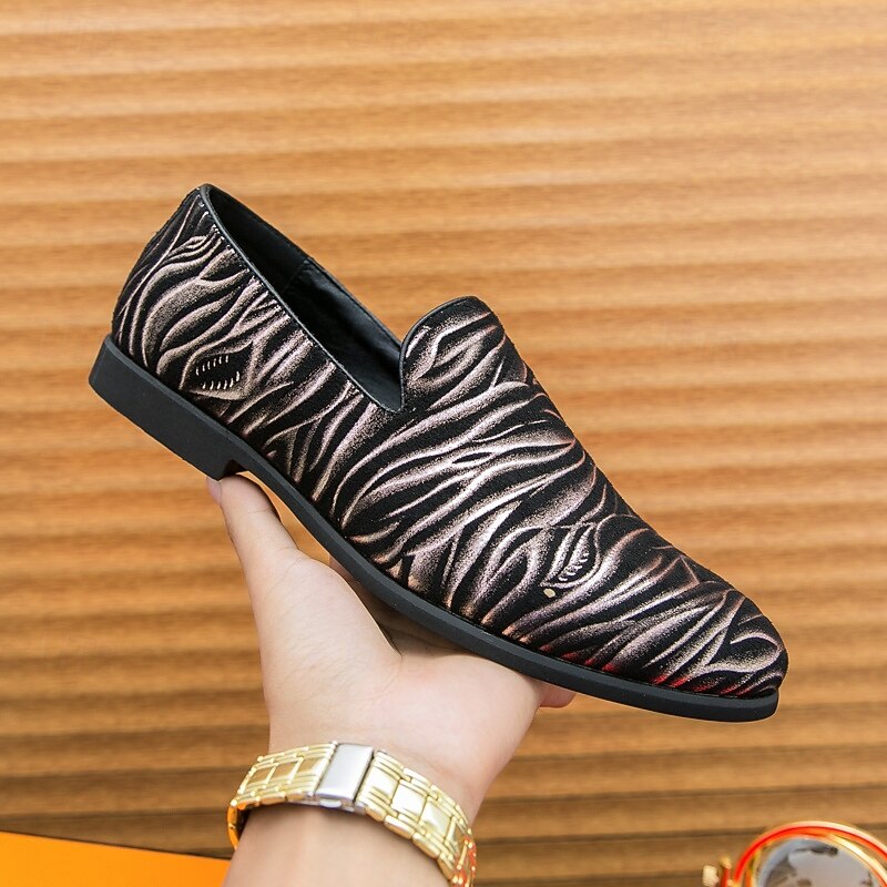Men's Black and Silver Zebra Print Loafers – Bold Fashion Slip-On Party Shoes for Nightlife, Stage Performance and Clubwear3