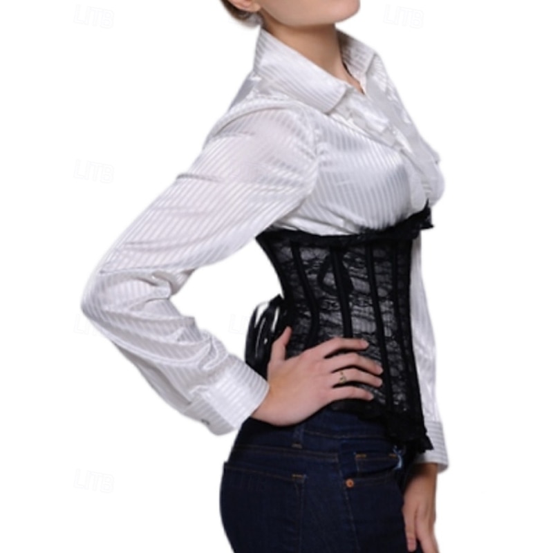 Women's Corset Shapewear Waist Cincher Shapewear Sexy Corset Sexy Sweet Pure Color Lace Vacation Party Street Sleeveless Corset Black White Spring Fall Slim Fit Tailored Fit2